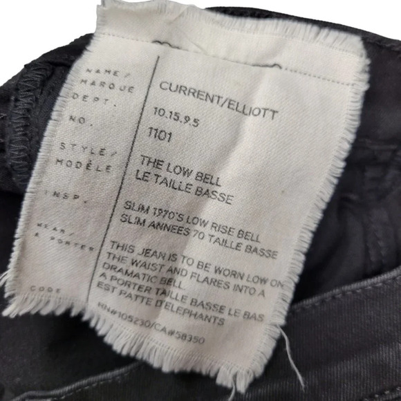 Current/Elliott The Low Bell 1970's / Y2K Style Black Jeans - Picture 9 of 9